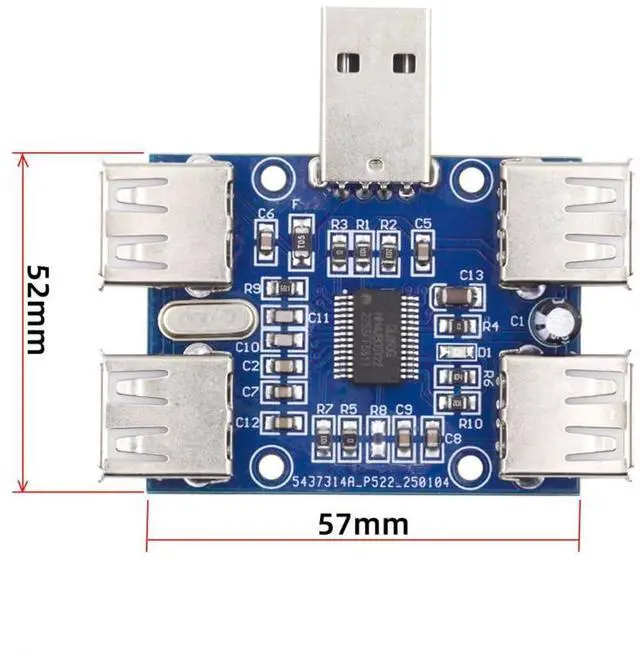 Alt view image 3 of 7 - Vszerda USB 2.0 1-to-4 Four Ports HUB Splitter PCBA Expansion Module Board PCs Multiport 4 Devices Type-A Adapter for Keyboard Mouse Scanner Printer
