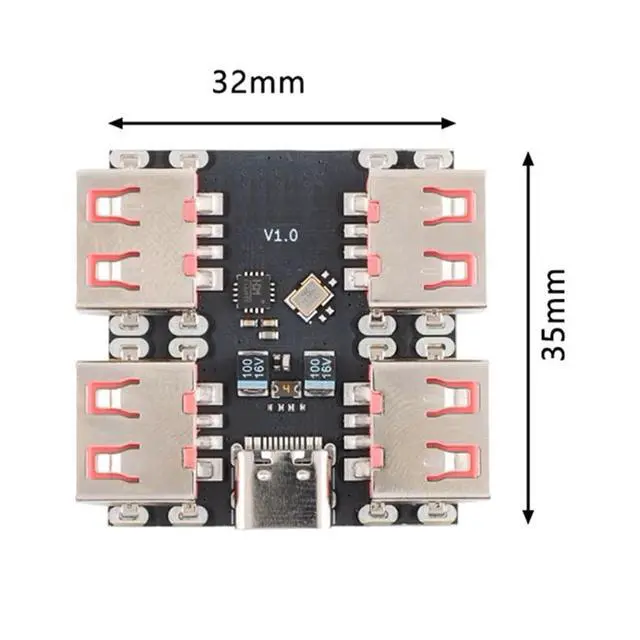 Alt view image 3 of 7 - Vszerda USB 2.0 1-to-4 Four Ports HUB Splitter PCBA Expansion Module Board PCs Multiport 4 Devices Type-C for Keyboard Mouse Scanner Printer