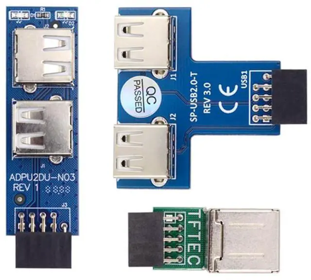 Main image of Vszerda USB 2.0 Front Panel Adapter 3pcs/Set Extend Motherboard 9Pin/10Pin Female to Dual USB Standard-A Female Vertical Horizontal Angled 90 Degree Header Extension Adapter