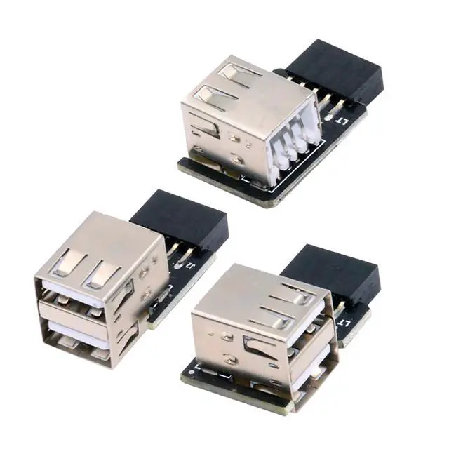 Alt view image 5 of 7 - Vszerda 3pcs/Set USB 2.0 Front Panel Adapter Extend 9Pin/10Pin Motherboard Female to Dual USB Type A Female Vertical Angled 90 Degree Header Extension Adapter