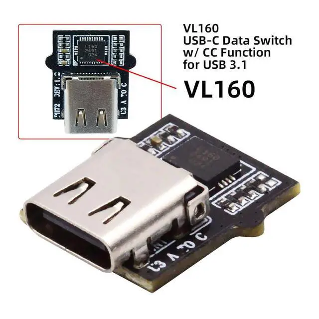 Alt view image 5 of 7 - Vszerda USB C Type-C Female Socket DIY OEM Connector with VL160 Chipset Replace for USB3.0 Type-A Female DIP Type DC 5V Power PCI-e Card Motherboard Laptop