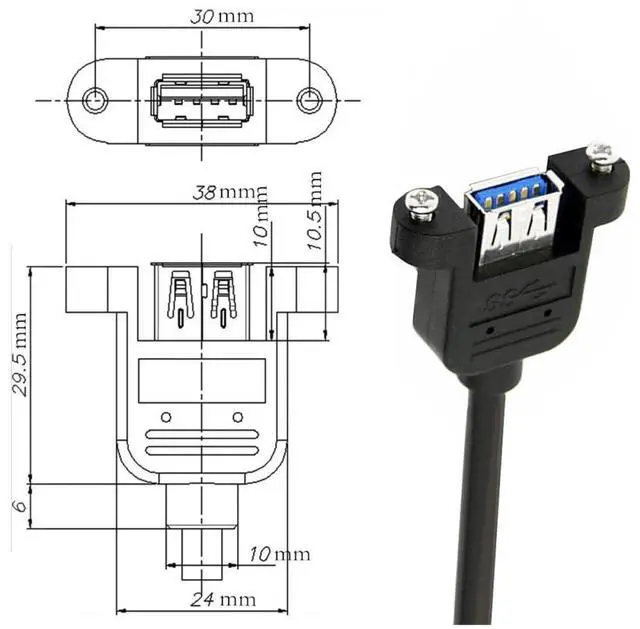 Alt view image 3 of 7 - Vszerda Straight USB 3.0 Connector Extension Cable Data Adapter Converter Cord for Printer Scanner AIO 30cm