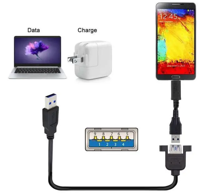 Alt view image 4 of 7 - Vszerda Straight USB 3.0 Connector Extension Cable Data Adapter Converter Cord for Printer Scanner AIO 30cm