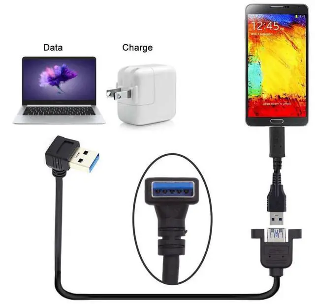 Alt view image 7 of 7 - Vszerda Up Angled USB 3.0 90 Degree Connector Extension Cable Data Adapter Converter Cord for Printer Scanner AIO 30cm