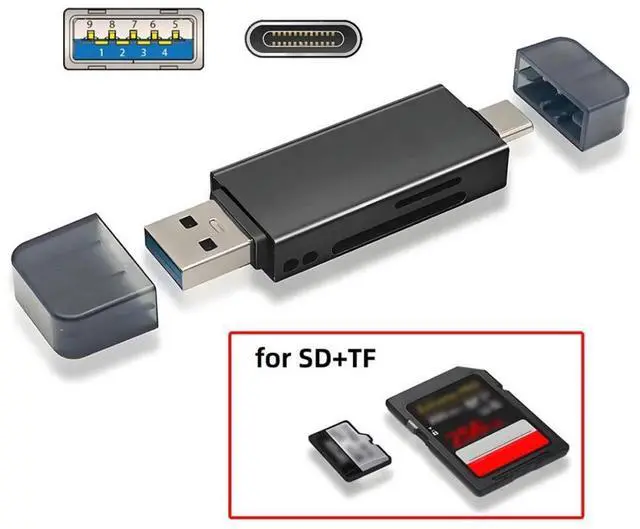 Alt view image 2 of 7 - Vszerda Type-C & USB 3.0 to SD Card & TF T-Flash Card Reader Writer for Tablet & Camera & Laptop & Mate Serial Phone