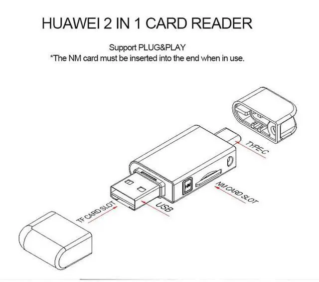 Alt view image 5 of 7 - Vszerda USB-C Type C/USB 2.0 to NM Nano Memory Card TF Micro SD Card Reader for Huawei Mobile Phone Laptop