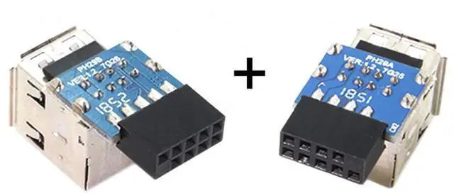 Alt view image 4 of 6 - Vszerda 2pcs 9Pin/10Pin Motherboard Female Header to Dual USB 2.0 Female Adapter Vertical Type