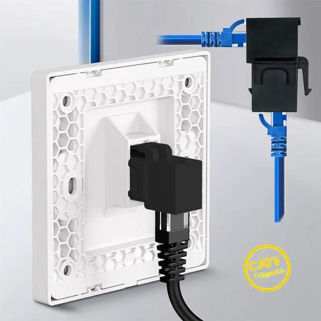 Alt view image 3 of 7 - Vszerda Up Angled 90 Degree UTP CAT6 Keystone Insert Adapter RJ45 Female to Female UTP CAT6 Keystone Inline Coupler for Wall Plate Outlet Panel Black