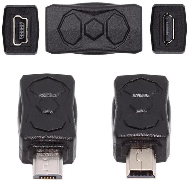 Main image of Vszerda Micro USB 2.0 to Mini USB 5Pin Male to Female Extension Adapter, Support Charging and Data Sync, Black, Pack of 3pcs