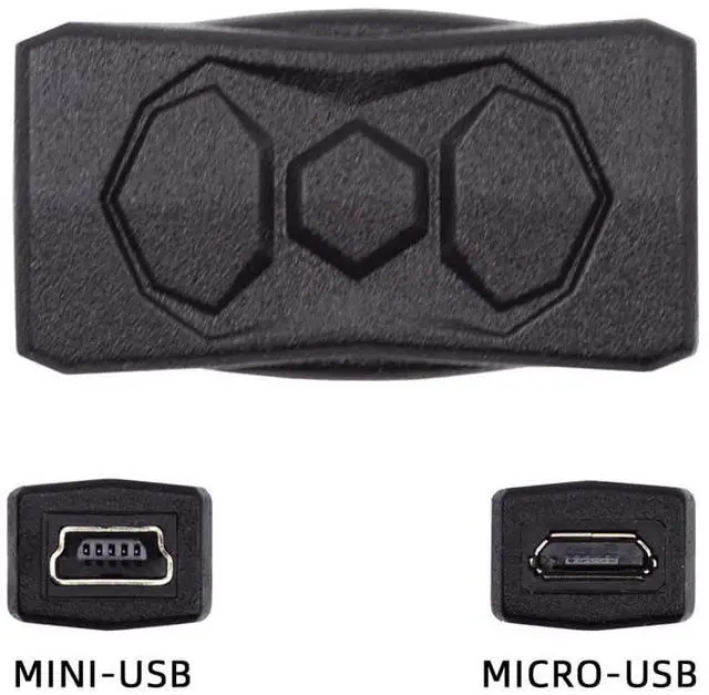 Alt view image 4 of 7 - Vszerda Micro USB 2.0 to Mini USB 5Pin Male to Female Extension Adapter, Support Charging and Data Sync, Black, Pack of 3pcs