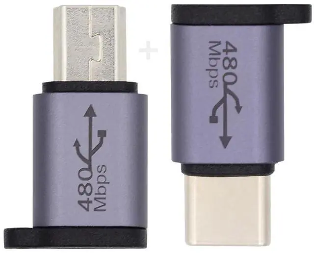 Alt view image 7 of 7 - Vszerda Mini USB Type-C USB-C Male to Micro USB2.0 Female Power Data Adapter 480Mbps with Chain Holes 2pcs/lot