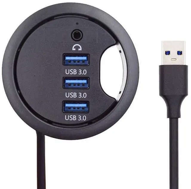 Main image of Vszerda USB 3.0 Hub Splitter, Sound Card 3 Port USB Multiport Expander 60mm Desk Grommet Dock Station Headphone Mic Audio Interface for PC Desk Desktop