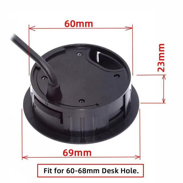 Alt view image 10 of 14 - Vszerda USB 3.0 Flush Mount Desktop HUB,2 USB 3.0 Port/1 USB C Port HUB Grommet Hole 2.36"(60mm) with 3.5mm Audio Port