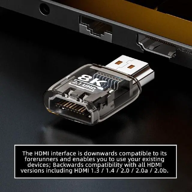 Alt view image 2 of 7 - Vszerda 3pcs/lot HDMI Male to HDMI 2.1 Female UHD Extension Adapter Extender with Smart LED Light Support 8K 60hz HDTV