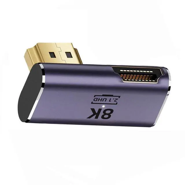 Alt view image 3 of 7 - Vszerda HDMI 8K Male to HDMI 2.1 Female Vertical 90 Degree Left Down Angled Low Profile UHD Extension Adapter Support 8K 60hz HDTV