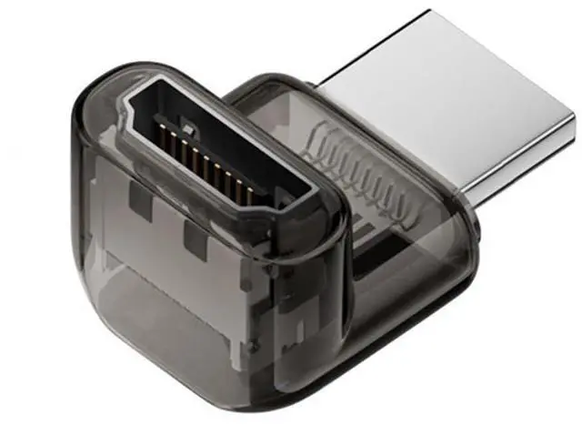 Main image of Vszerda 90 Degree Up Angled HDMI Male to HDMI 2.1 Female Adapter UHD 8K 60hz HDTV Extender Transparent with Smart LED Light for Monitor TV Projector