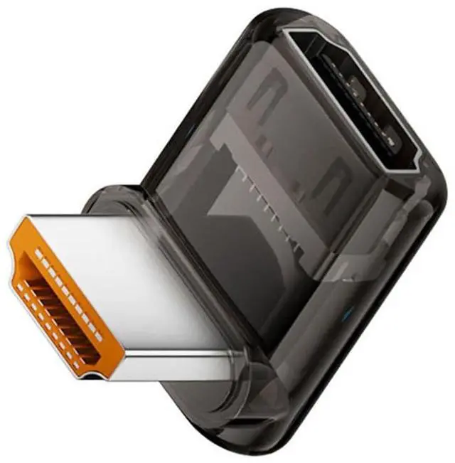 Main image of Vszerda 90 Degree Up Angled Low Profile HDMI Male to HDMI 2.1 Female Adapter UHD 8K 60hz HDTV Extender Transparent with Smart LED Light for Monitor TV Projector