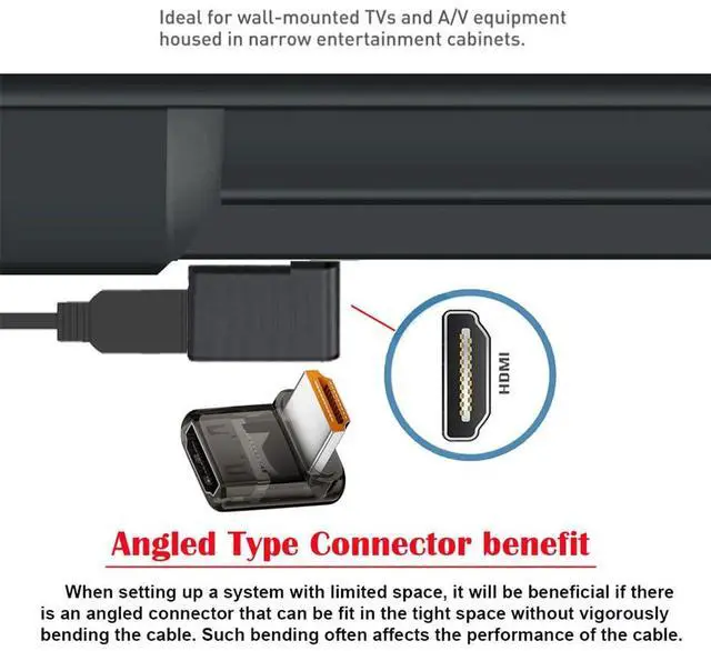 Alt view image 6 of 7 - Vszerda 90 Degree Up Angled Low Profile HDMI Male to HDMI 2.1 Female Adapter UHD 8K 60hz HDTV Extender Transparent with Smart LED Light for Monitor TV Projector