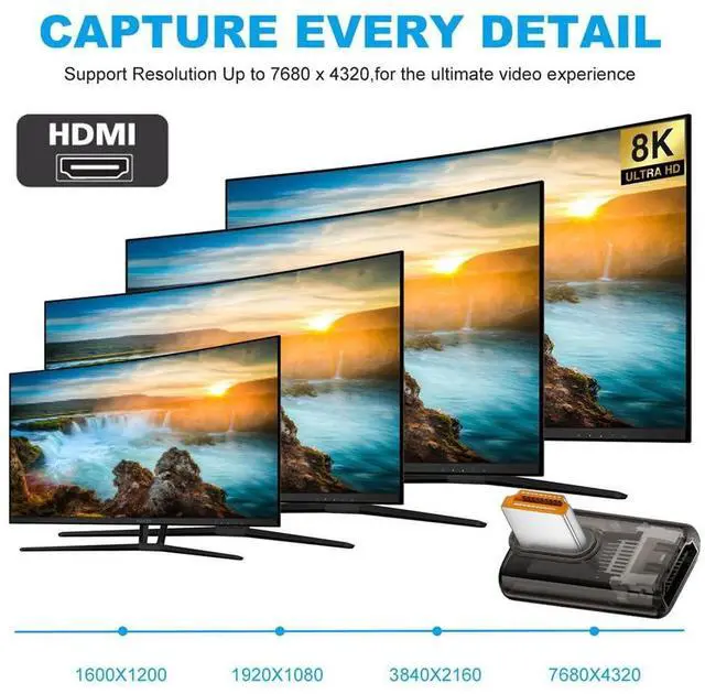 Alt view image 3 of 7 - Vszerda 90 Degree Right Angled Low Profile HDMI Male to HDMI 2.1 Female Adapter UHD 8K 60hz HDTV Extender Transparent with Smart LED Light for Monitor TV Projector