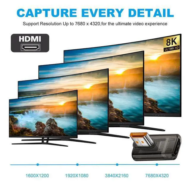 Alt view image 6 of 7 - Vszerda 90 Degree Left Angled Low Profile HDMI Male to HDMI 2.1 Female Adapter UHD 8K 60hz HDTV Extender Transparent with Smart LED Light for Monitor TV Projector