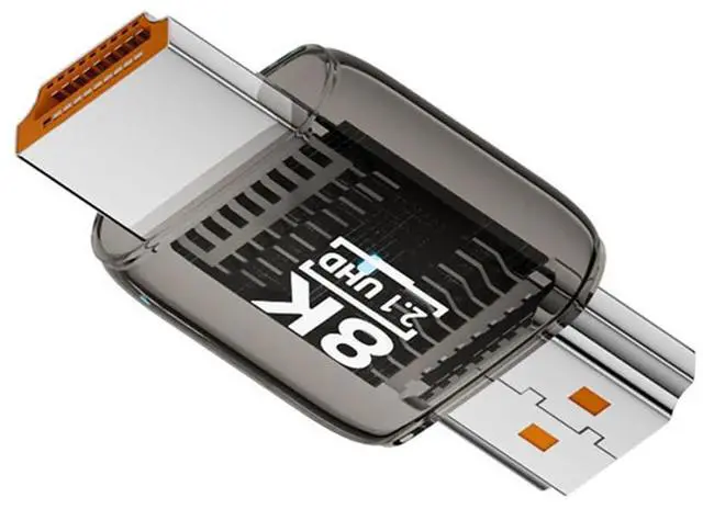 Main image of Vszerda HDMI Male to HDMI 2.1 Male Adapter UHD 8K 60hz HDTV Extender Transparent with Smart LED Light for Monitor TV Projector