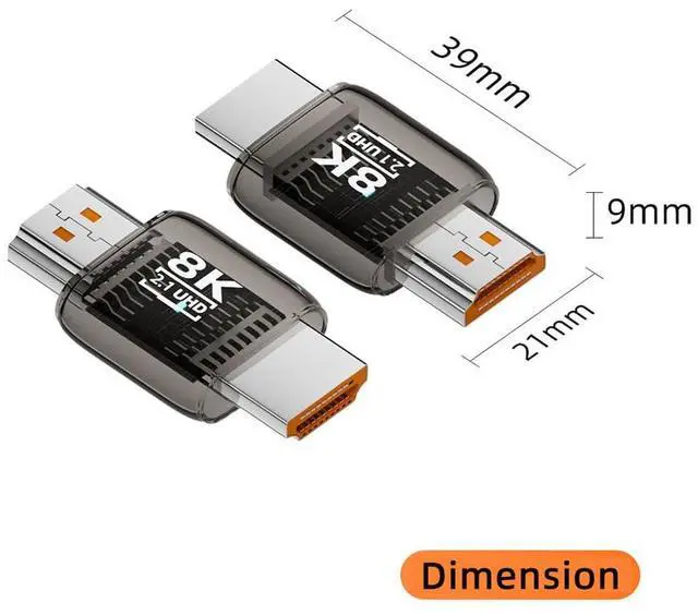 Alt view image 2 of 7 - Vszerda HDMI Male to HDMI 2.1 Male Adapter UHD 8K 60hz HDTV Extender Transparent with Smart LED Light for Monitor TV Projector
