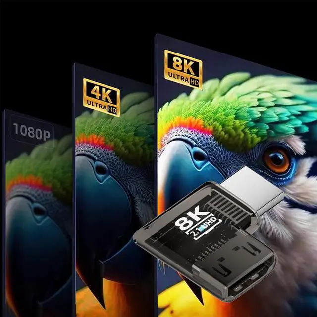 Alt view image 2 of 7 - Vszerda 90 Degree Right Angled Horizontal HDMI Male to HDMI 2.1 Female Adapter UHD 8K 60hz HDTV Extender Transparent with Smart LED Light for Monitor