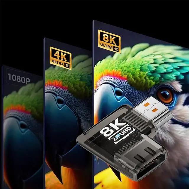 Alt view image 2 of 7 - Vszerda 90 Degree Left Angled Horizontal HDMI Male to HDMI 2.1 Female Adapter UHD 8K 60hz HDTV Extender Transparent with Smart LED Light for Monitor