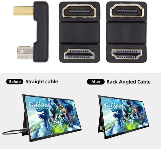 Alt view image 3 of 7 - Vszerda 2pcs/lot HDMI 1.4 Male Type-A to HDMI Female Up & Down Port Saver 360 Degree Opposite U Shape Back Angled Extension Adapter Coupler Connector
