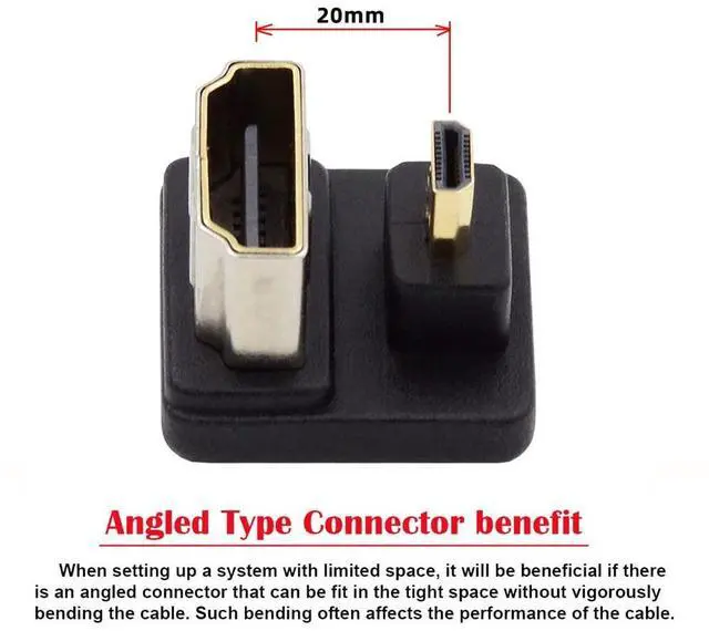 Alt view image 3 of 7 - Vszerda 4K Port Savers Micro HDMI 1.4 Male Type-D to HDMI Female Up Opposite U Shape Back Angled 360 Degree Extension Adapter