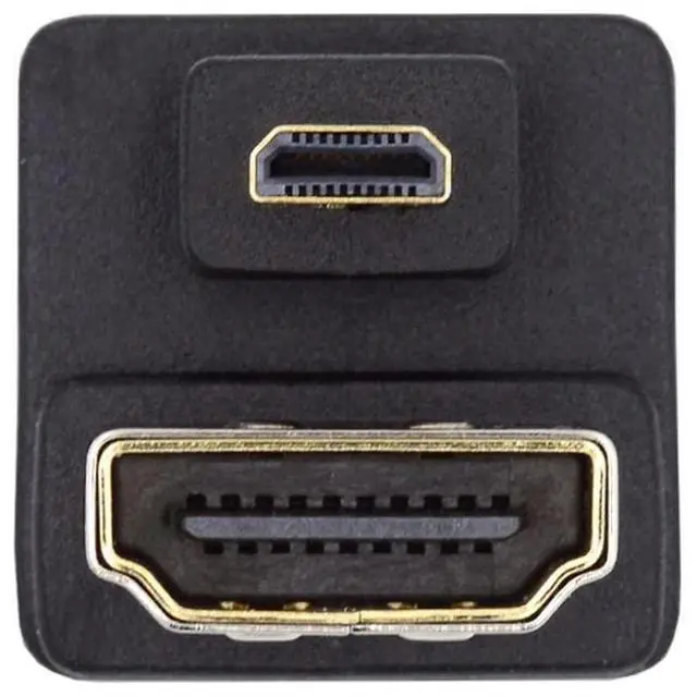 Alt view image 2 of 7 - Vszerda 4K Port Savers Micro HDMI 1.4 Male Type-D to HDMI Female Up Opposite U Shape Back Angled 360 Degree Extension Adapter
