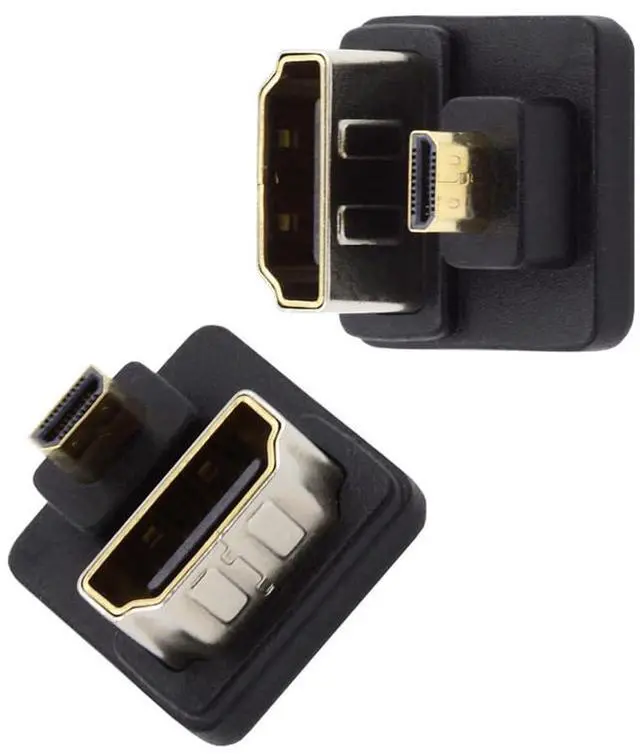 Main image of Vszerda 2pcs/lot Micro HDMI 1.4 Male Type-D to HDMI Female Up & Down Port Saver 360 Degree Opposite U Shape Back Angled Extension Adapter Coupler Connector