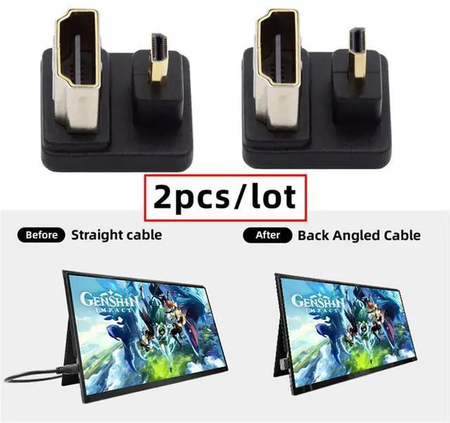 Alt view image 7 of 7 - Vszerda 2pcs/lot Micro HDMI 1.4 Male Type-D to HDMI Female Up & Down Port Saver 360 Degree Opposite U Shape Back Angled Extension Adapter Coupler Connector