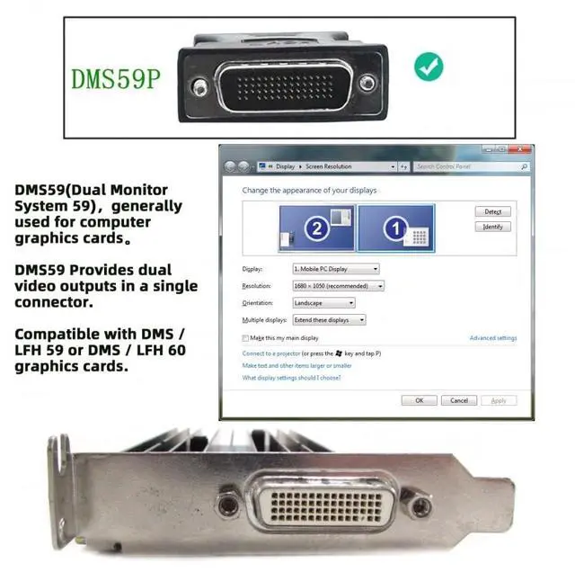 Alt view image 5 of 7 - Vszerda DMS 59pin Male to Dual HDMI HDMI HDTV Female Extension Cable for GPU Graphics Card Displays