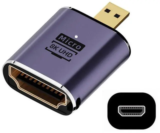 Main image of Vszerda 8K Micro HDMI Male to HDMI 2.1 Female UHD Extension Gold Converter Adapter Support 8K 60hz HDTV