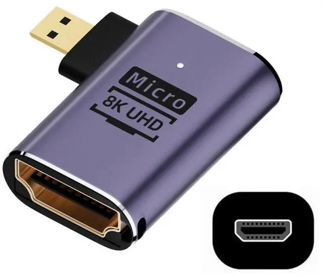 Main image of Vszerda 8K Left Angled Micro HDMI Male to HDMI 2.1 Female UHD Extension Gold Converter Adapter Support 8K 60hz HDTV