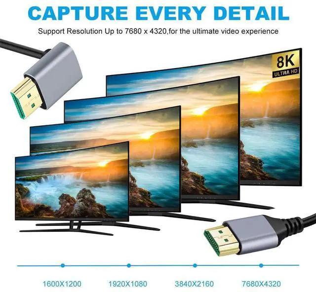 Alt view image 5 of 7 - Vszerda 8K HDMI 2.1 Ultra Thin HDTV Cable 1m 4K Hyper Super Flexible Slim Cord Up Angled 90 Degree Type-A Male to Male for Computer HDTV Projector Home Theatre