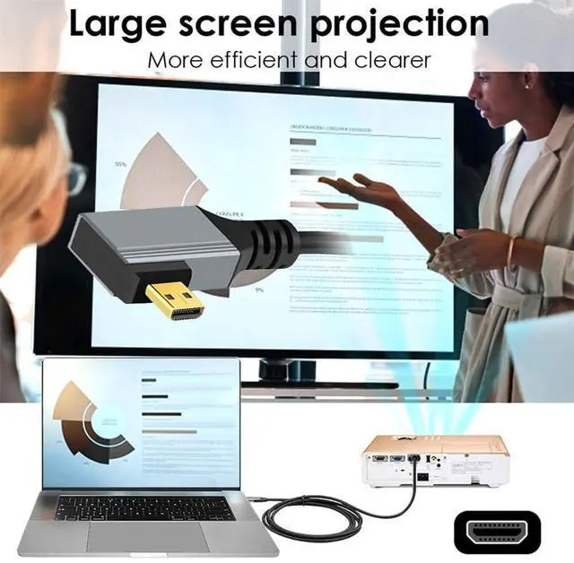 Alt view image 4 of 7 - Vszerda 90 Degree Left Angled Coiled Micro HDMI 2.1 Male Type-D to HDMI Male 8K 60hz Stretch Cable 100cm for Laptop Monitor HDTV Camera