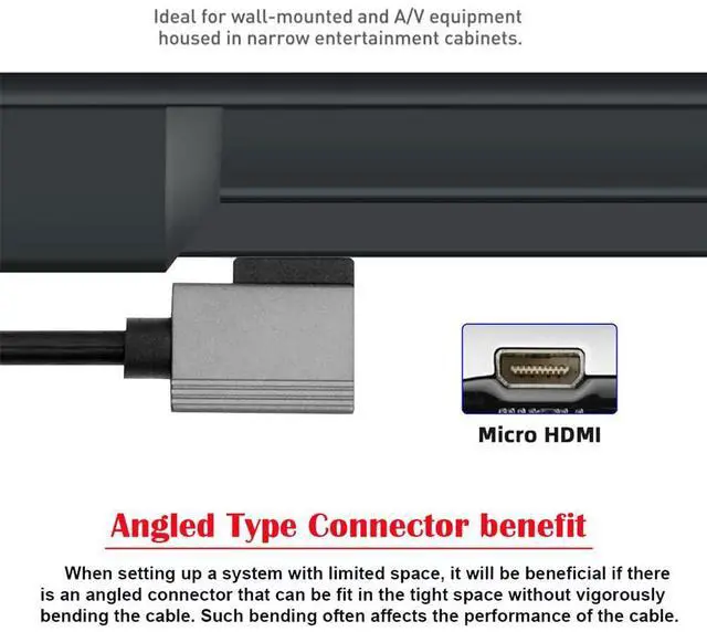 Alt view image 6 of 7 - Vszerda 90 Degree Left Angled Coiled Micro HDMI 2.1 Male Type-D to HDMI Male 8K 60hz Stretch Cable 100cm for Laptop Monitor HDTV Camera