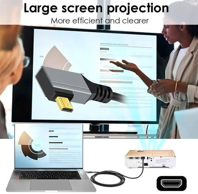 Alt view image 4 of 7 - Vszerda 90 Degree Right Angled Coiled Micro HDMI 2.1 Male Type-D to HDMI Male 8K 60hz Stretch Cable 100cm for Laptop Monitor HDTV Camera