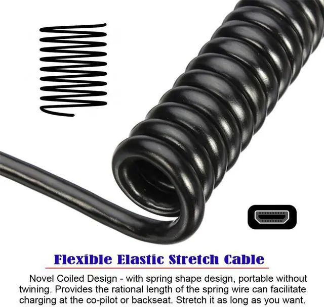 Alt view image 5 of 7 - Vszerda 90 Degree Right Angled Coiled Micro HDMI 2.1 Male Type-D to HDMI Male 8K 60hz Stretch Cable 100cm for Laptop Monitor HDTV Camera