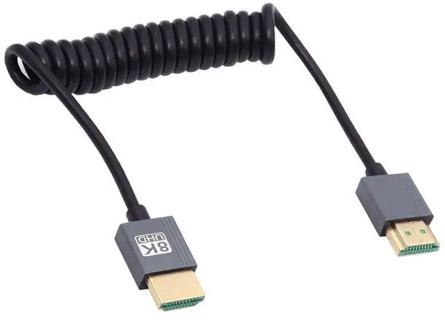 Alt view image 7 of 7 - Vszerda HDMI 2.1 Male to HDMI Male Stretch Coiled Cable 8K 60hz 100cm for Monitor HDTV Computer Laptop