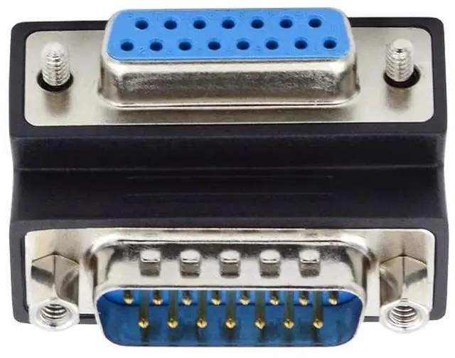 Alt view image 3 of 6 - Vszerda DB15 Serial Adapters D-SUB 15-pin RS232 D-subminiature Adapter Male to Female with Screw Nuts DB Connector Up 90 Degree Angled