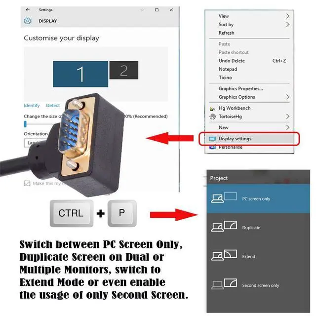 Alt view image 4 of 7 - Vszerda 90 Degree VGA RGB Cable Up Angled Male to Straight Male Extension Cord 3COAX+6C for Computer Monitor Projector 1m/3.3ft
