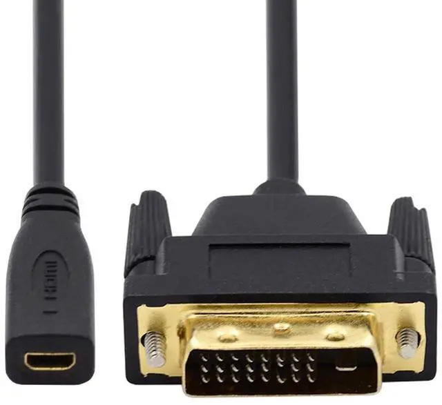 Main image of Vszerda 20cm Micro HDMI 1.4 Type-D 4K to DVI 24+1 Cable -Male to Female Extension Cord for HDTV Graphics Card UHD Black