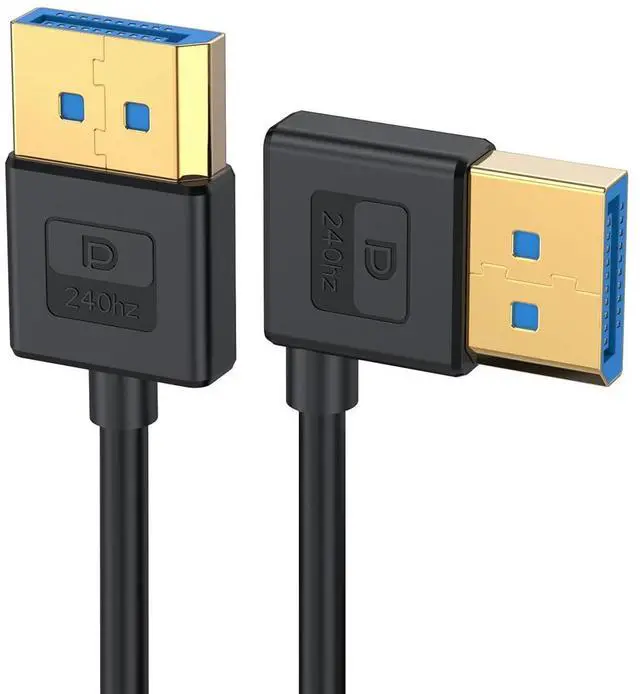 Main image of Vszerda Ultrafine Left Angled DisplayPort 1.4 Cable 8K 4K 3.2ft/100cm, DP to DP Bi-Directional [UHD, 8K@60Hz, 4K@144Hz] Ultra-HD 32.4Gbps 90 Degree Extension Cord for Graphics Card Laptop Monitor