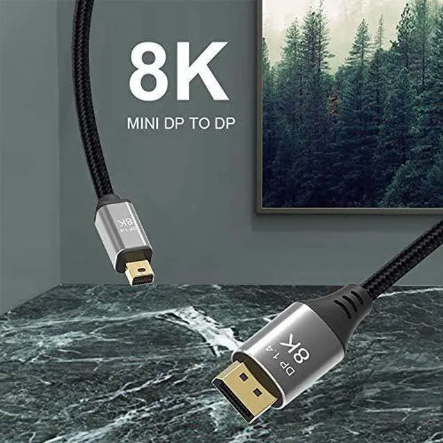 Alt view image 4 of 7 - Vszerda DisplayPort 1.4 8K 60hz Cable Ultra-HD UHD 4K 144hz Mini DP to DP Cable 76804320 for Video PC Laptop TV (2.0M)