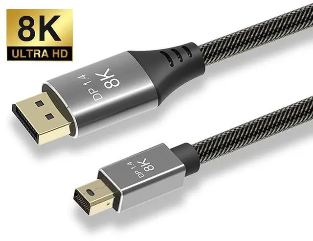 Alt view image 6 of 7 - Vszerda DisplayPort 1.4 8K 60hz Cable Ultra-HD UHD 4K 144hz Mini DP to DP Cable 76804320 for Video PC Laptop TV (2.0M)