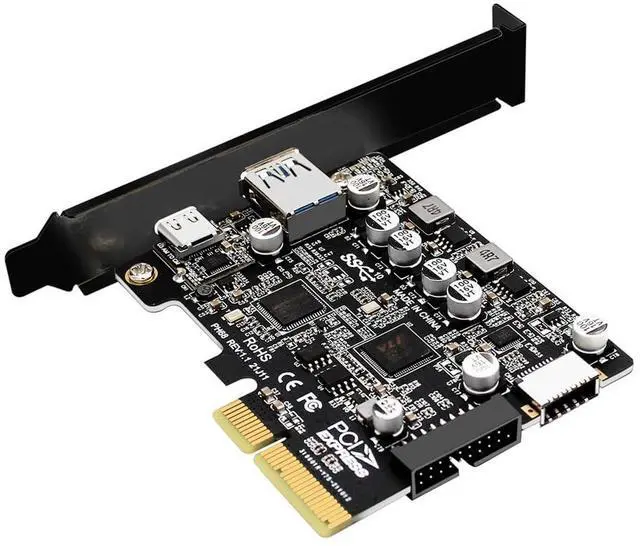 Main image of Vszerda Type-E USB 3.1 Front Socket 10Gbps & 19Pin/20Pin USB3.0 & USB-C Type-A to PCI-E Express Card Adapter ASM3142 VL822