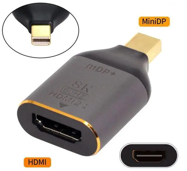 Alt view image 2 of 7 - Vszerda Mini DisplayPort 1.4 Source to HDMI 2.0 Display 8K 60hz UHD 4K Mini-DP to HDMI Male Monitor Adapter Connector